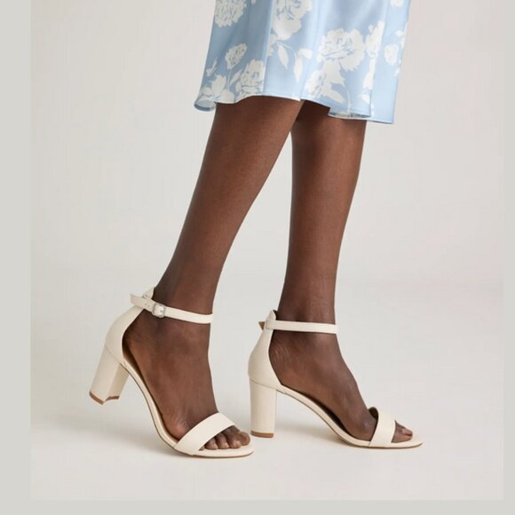 Quince Italian Leather 65mm Block Heel Bone Color Women’s Size 8 New with Box - Picture 3 of 15